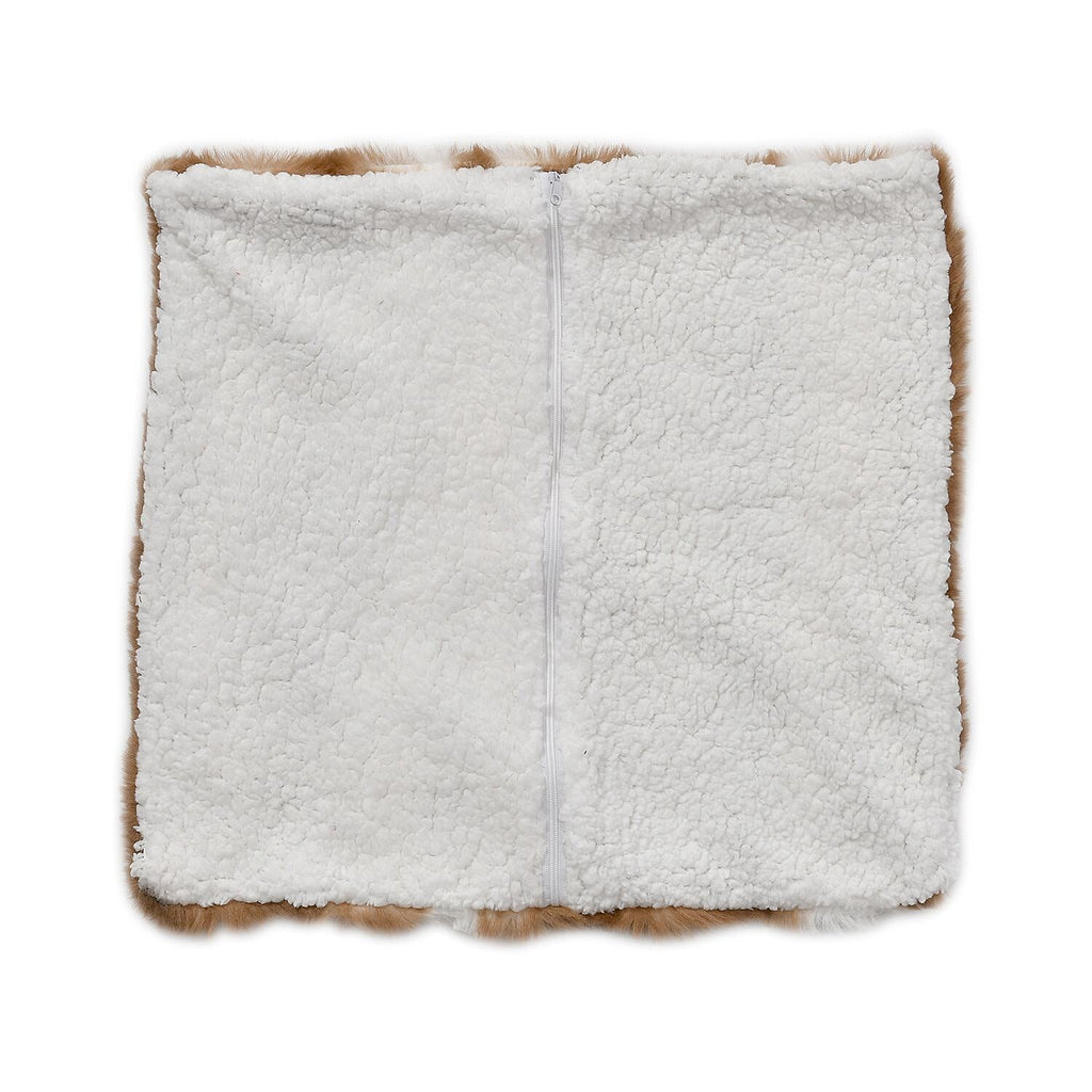 Set of 2 Super Soft Faux Chinchilla Fur Sherpa Lined Cushion Covers (Size 40x40cm) - Brown