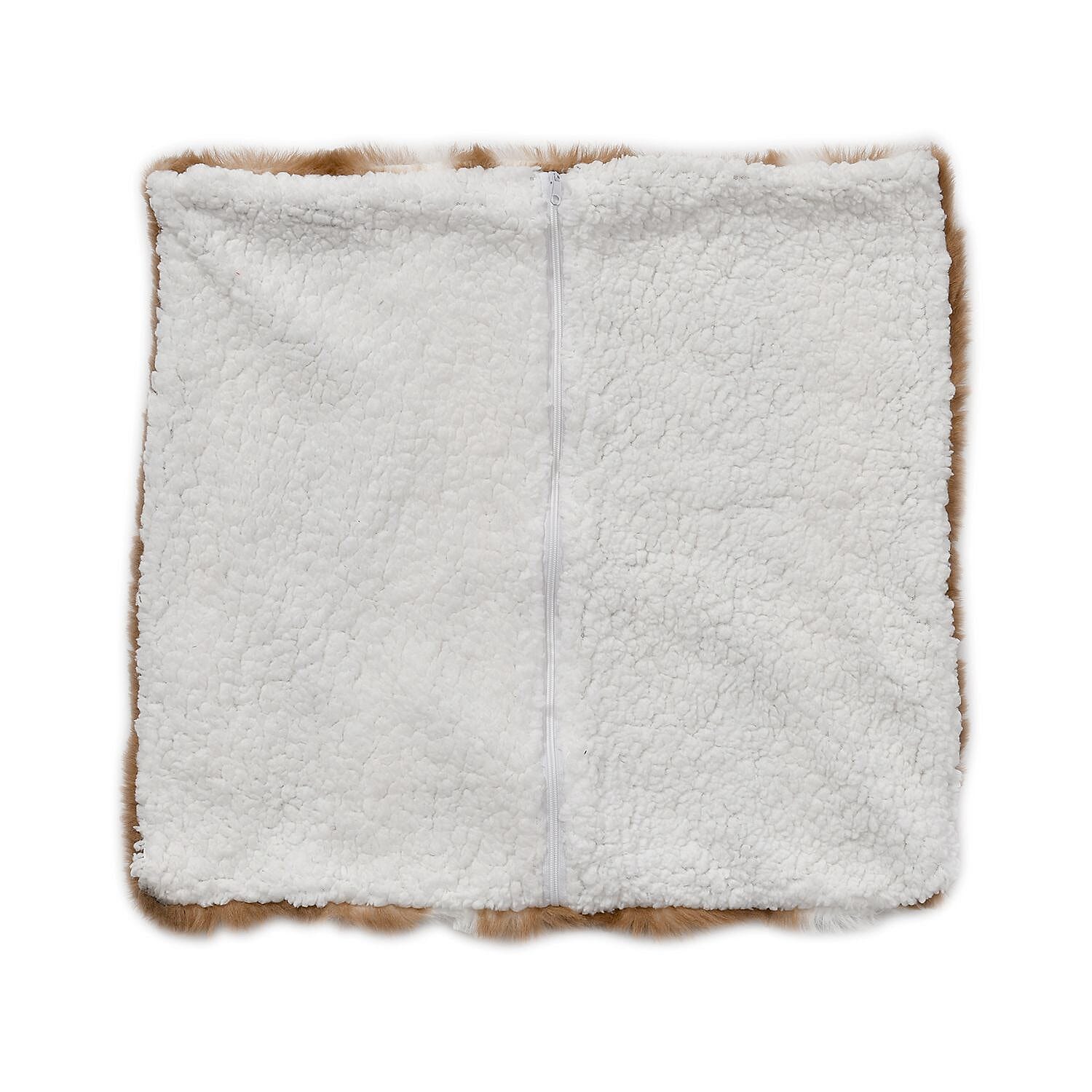 Set of 2 Super Soft Faux Chinchilla Fur Sherpa Lined Cushion Covers (Size 40x40cm) - Brown