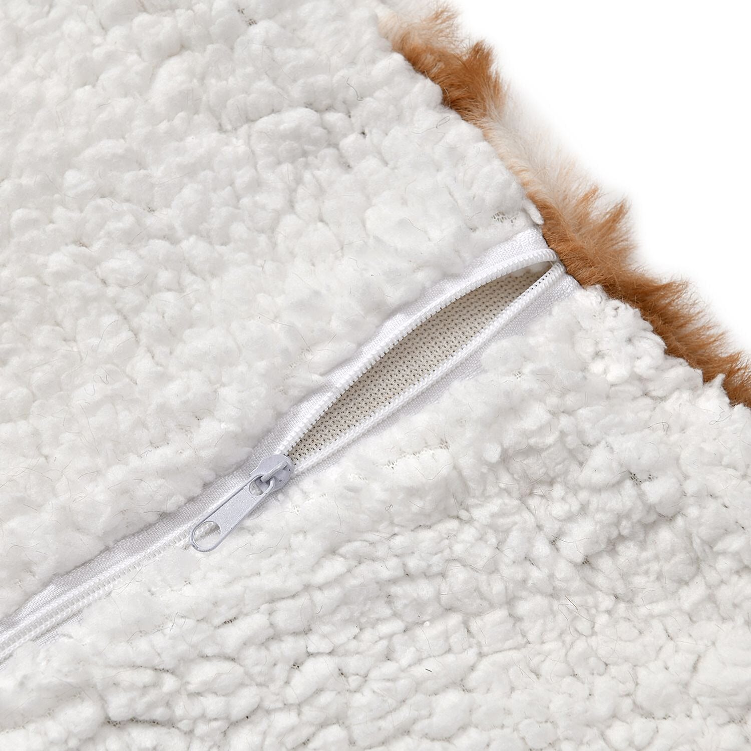 Set of 2 Super Soft Faux Chinchilla Fur Sherpa Lined Cushion Covers (Size 40x40cm) - Brown
