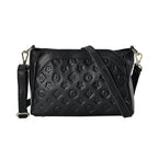 100% Genuine Leather Crossbody Bag With Shoulder Strap - Black