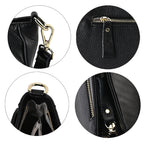 100% Genuine Leather Crossbody Bag With Shoulder Strap - Black