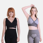 Set of 2 - SANKOM Patent Premium Bra With Lace (Size 8) - Grey (Bamboo Infused) & Black (Aloe Vera Infused)