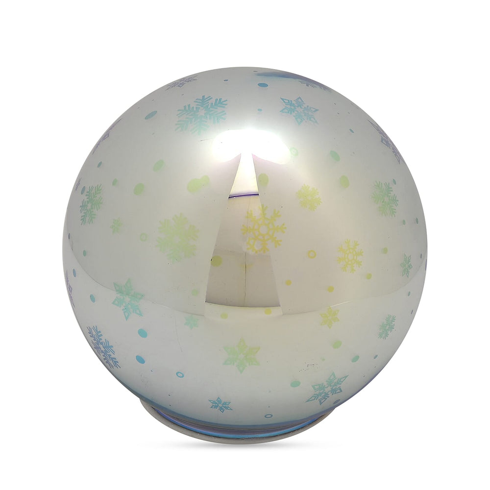 Set of 2 Snow Effect Glass Ball With White LED