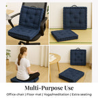 Set of 2 - 100% Cotton Floor Cushion with Cotton Filling Recycled Fiber (40x40x8cm) - Navy