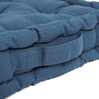 Set of 2 - 100% Cotton Floor Cushion with Cotton Filling Recycled Fiber (40x40x8cm) - Navy