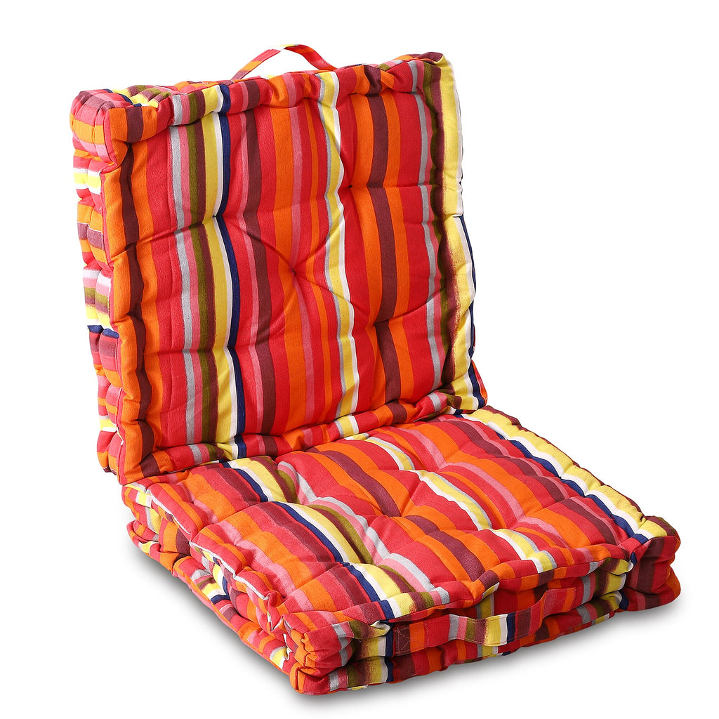 Set of 2 - 100% Cotton Floor Cushion with Cotton Filling  (40x40x8cm) - Multi Color