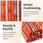 Set of 2 - 100% Cotton Floor Cushion with Cotton Filling  (40x40x8cm) - Multi Color