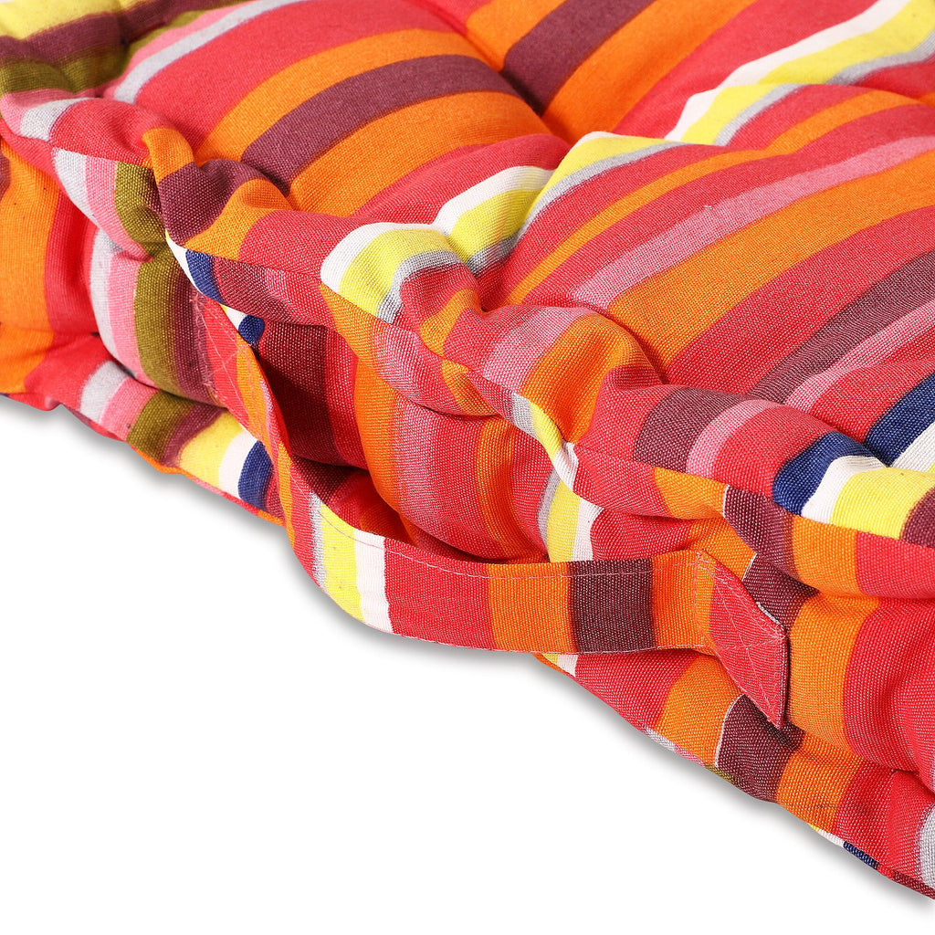 Set of 2 - 100% Cotton Floor Cushion with Cotton Filling  (40x40x8cm) - Multi Color