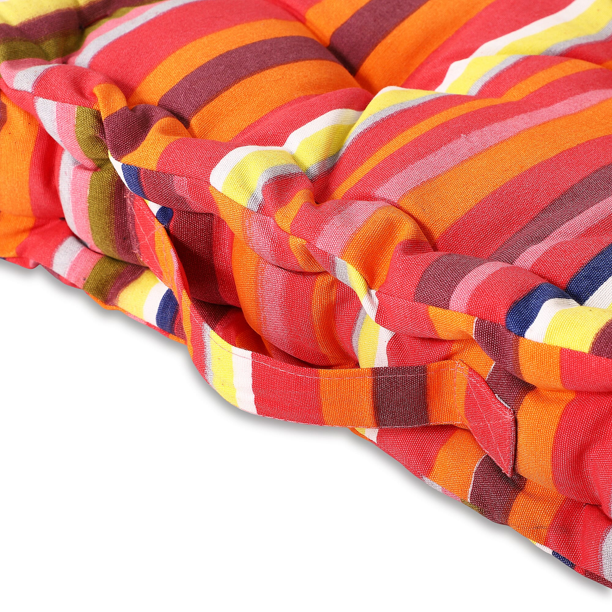 Set of 2 - 100% Cotton Floor Cushion with Cotton Filling  (40x40x8cm) - Multi Color
