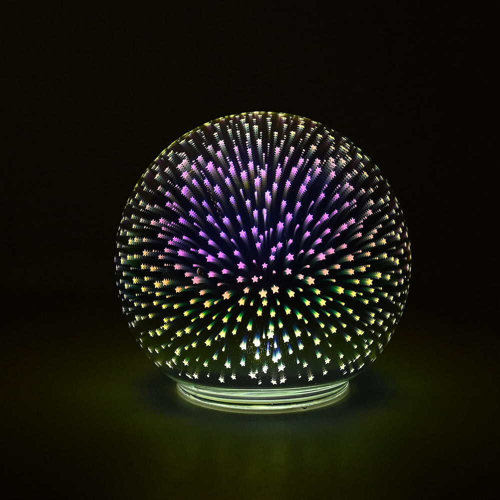 Set of 2 Star Effect Glass Ball With White LED