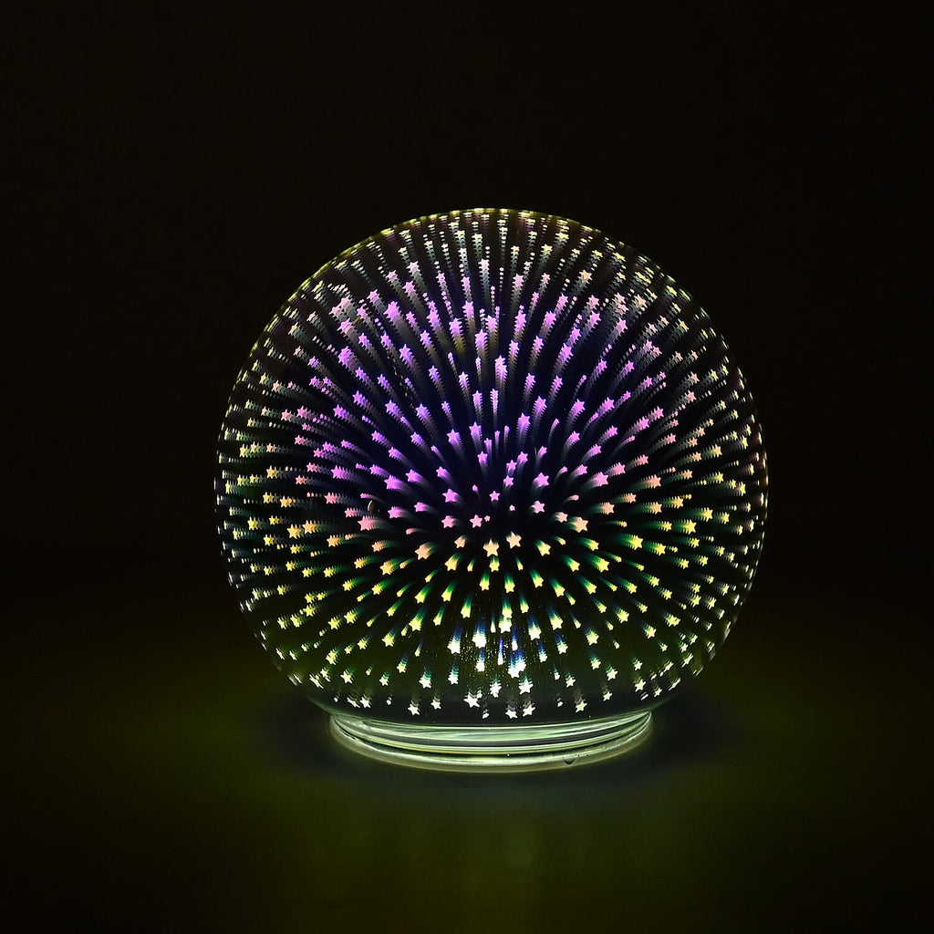 Set of 2 Star Effect Glass Ball With White LED