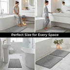 Set of 2 Super Soft Chenille Bath Mats (40 x 60 cm) - Silver