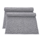 Set of 2 Super Soft Chenille Bath Mats (40 x 60 cm) - Silver