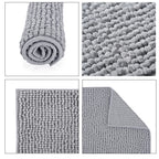 Set of 2 Super Soft Chenille Bath Mats (40 x 60 cm) - Silver