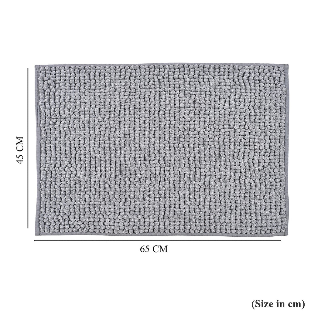Set of 2 Super Soft Chenille Bath Mats (40 x 60 cm) - Silver