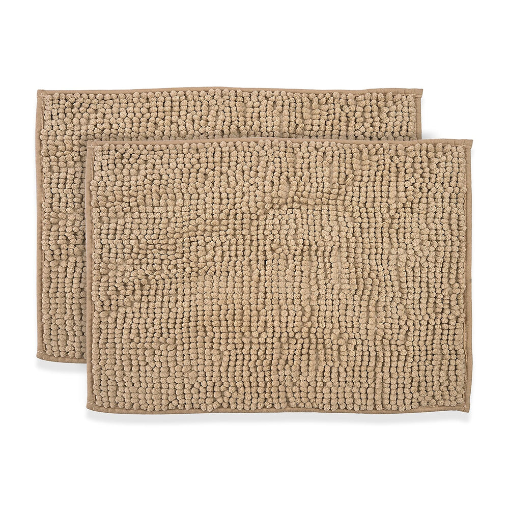 Set of 2 Super Soft Chenille Bath Mats (40 x 60 cm)
