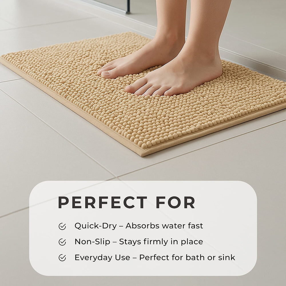 Set of 2 Super Soft Chenille Bath Mats (40 x 60 cm)