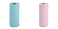 Set of 2 Tear-Away Microfiber Cleaning Cloths on a Roll - 30 Reusable (30 x 30cm) Sheets, Non-Scratch Multi-Surface Towels - Light Green and Pink