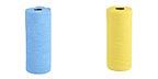 Set of 2 Tear-Away Microfiber Cleaning Cloths on a Roll - 30 Reusable (30 x 30cm) Sheets, Non-Scratch Multi-Surface Towels - Light Blue and Yellow