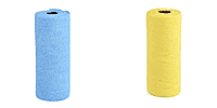 Set of 2 Tear-Away Microfiber Cleaning Cloths on a Roll - 30 Reusable (30 x 30cm) Sheets, Non-Scratch Multi-Surface Towels - Light Blue and Yellow