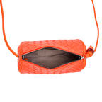 Set of 2 Woven Pattern Leatherette Crossbody Bags - Green - Orange
