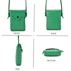Set of 2 Woven Pattern Leatherette Crossbody Bags - Green - Orange