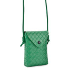 Set of 2 Woven Pattern Leatherette Crossbody Bags - Green - Orange