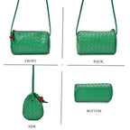 Set of 2 Woven Pattern Leatherette Crossbody Bags - Light Purple - Green
