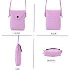 Set of 2 Woven Pattern Leatherette Crossbody Bags - Light Purple - Green