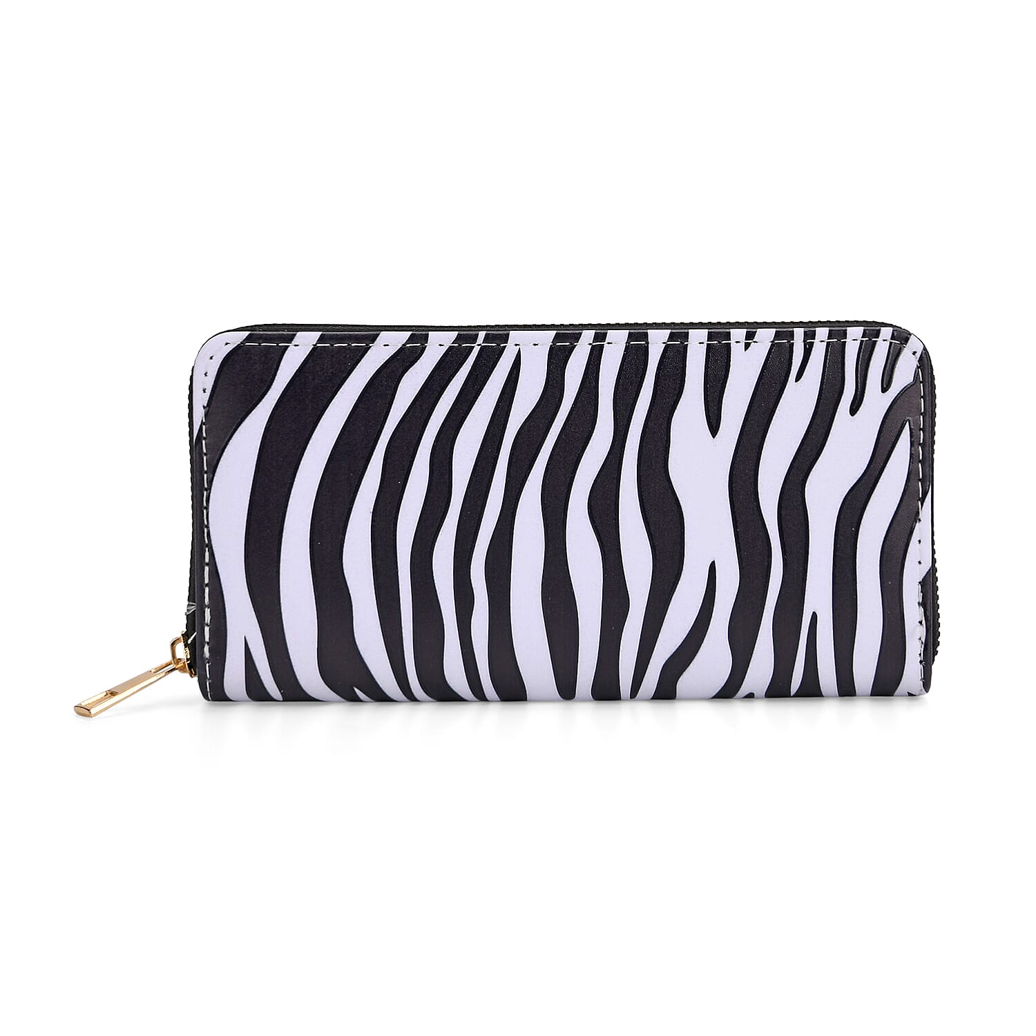 Set of 2- Zebra Print Zip-Around Wallet & Purse - Black & White