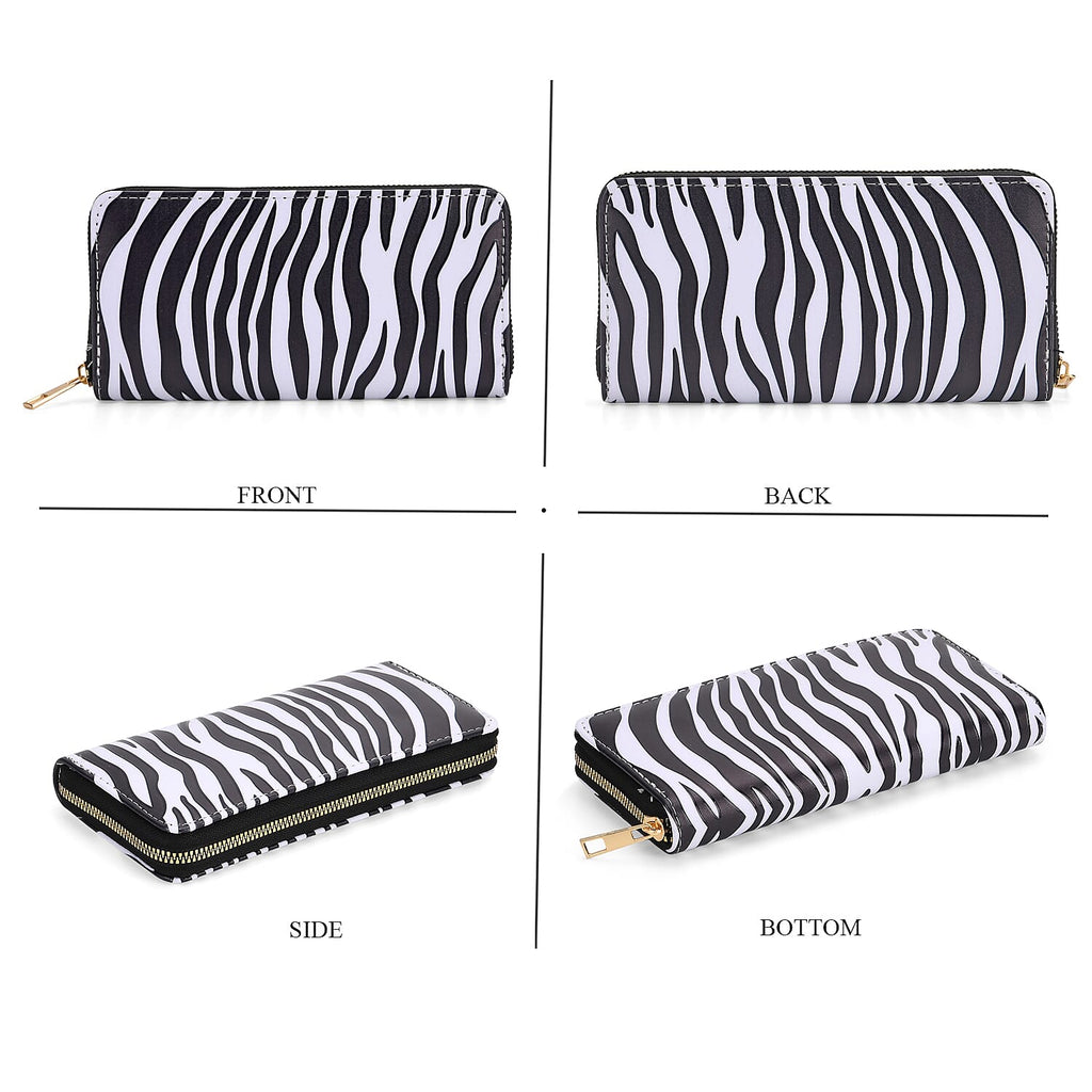 Set of 2- Zebra Print Zip-Around Wallet & Purse - Black & White