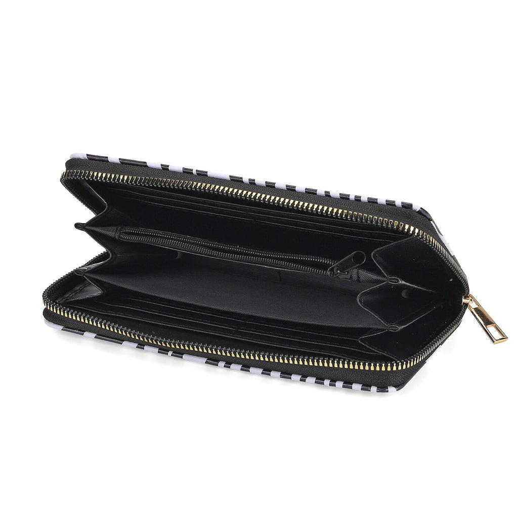 Set of 2- Zebra Print Zip-Around Wallet & Purse - Black & White