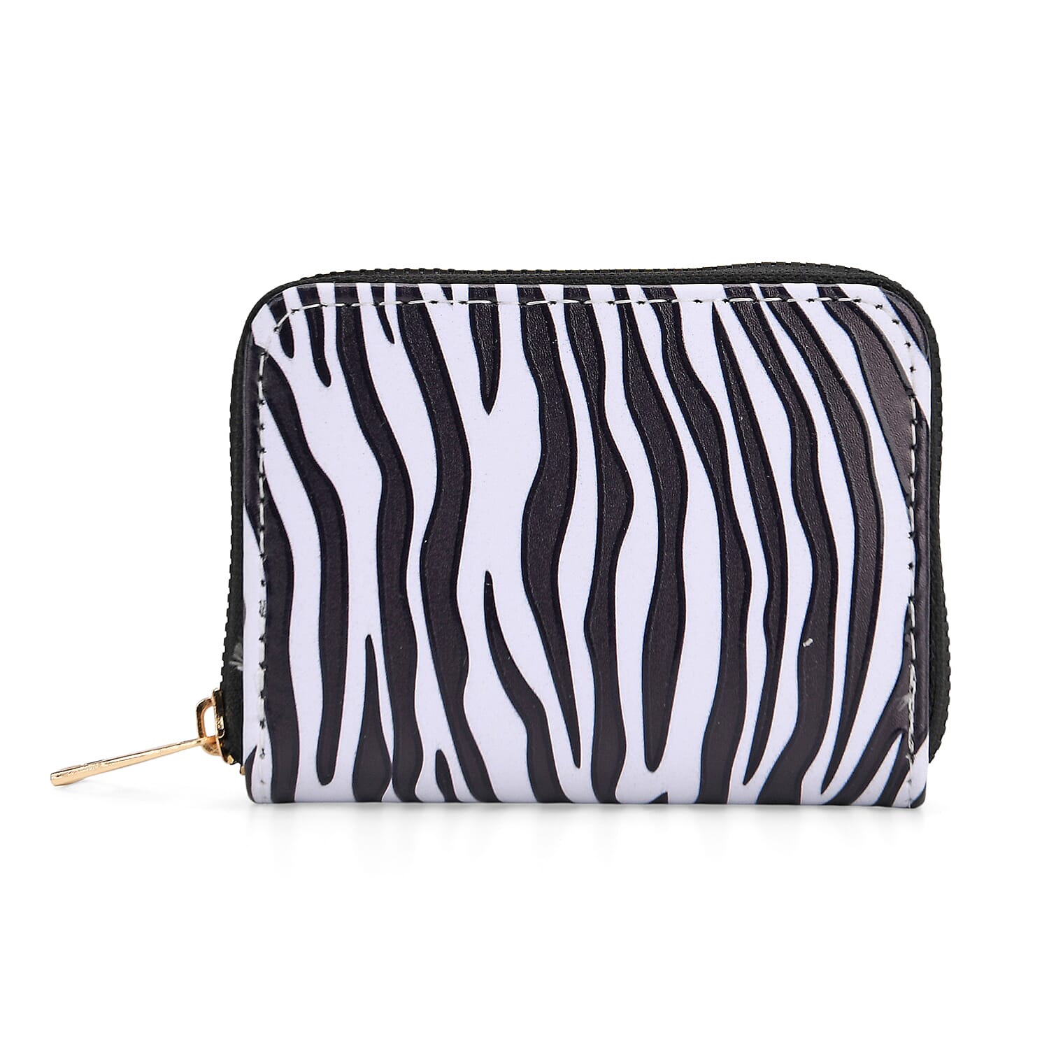 Set of 2- Zebra Print Zip-Around Wallet & Purse - Black & White