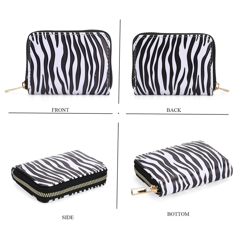 Set of 2- Zebra Print Zip-Around Wallet & Purse - Black & White