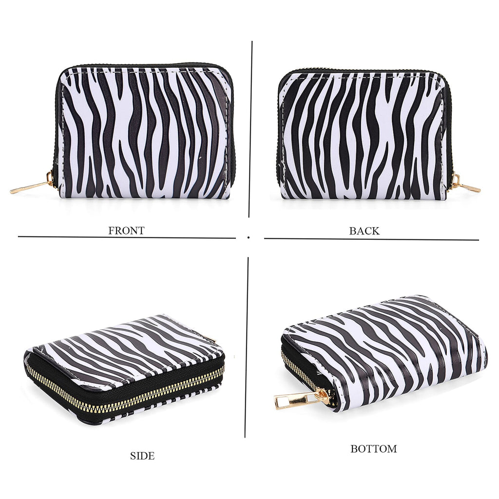 Set of 2- Zebra Print Zip-Around Wallet & Purse - Black & White