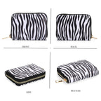 Set of 2- Zebra Print Zip-Around Wallet & Purse - Black & White