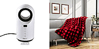 Set of 2 in 1 Bladeless Heater and Faux Fur Sherpa Blanket
