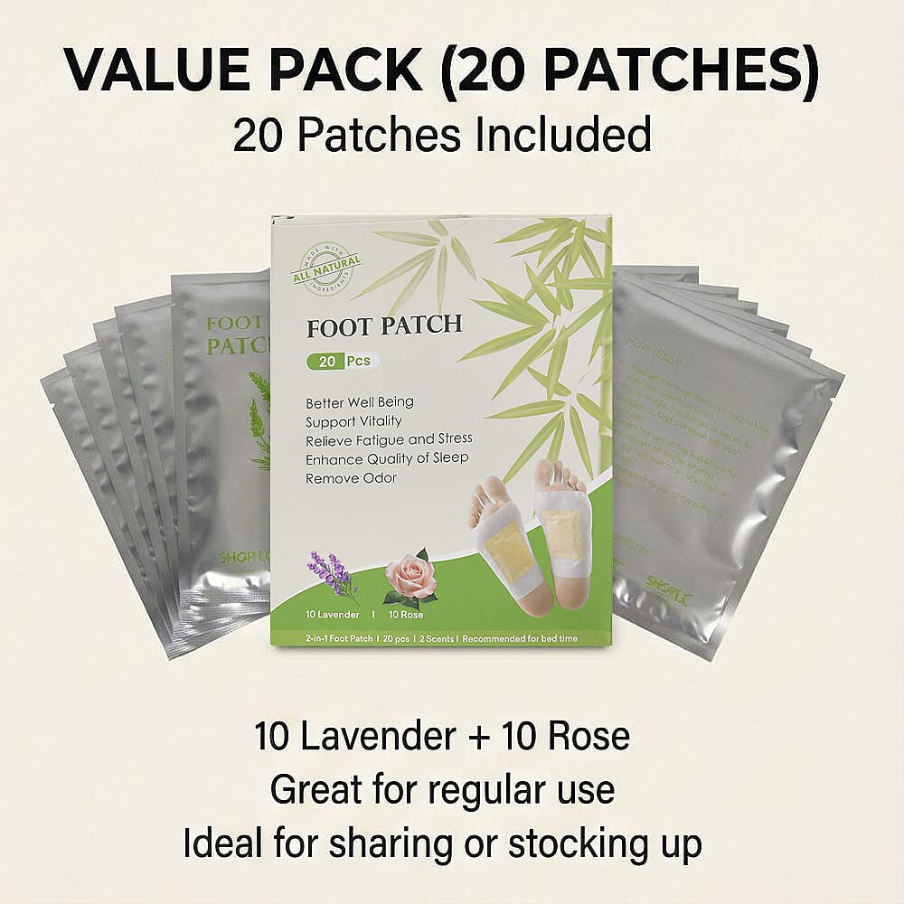 Set of 20 Detox Foot Patches - Lavender & Rose (10pcs each)