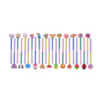 Set of 24 Colourful Pencils with Cartoon Erasers- Multi