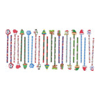 Set of 24 Colourful Pencils with Christmas Erasers- Multi