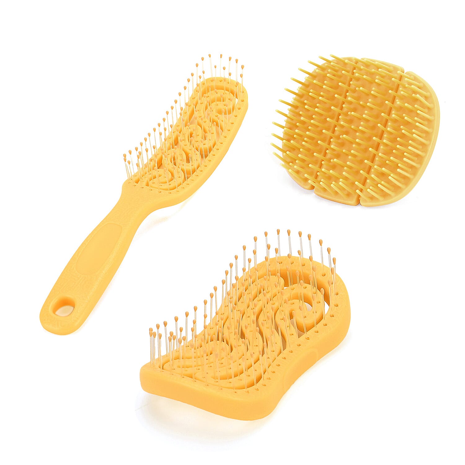 Set of 3 Detangling Hair Brush - Yellow