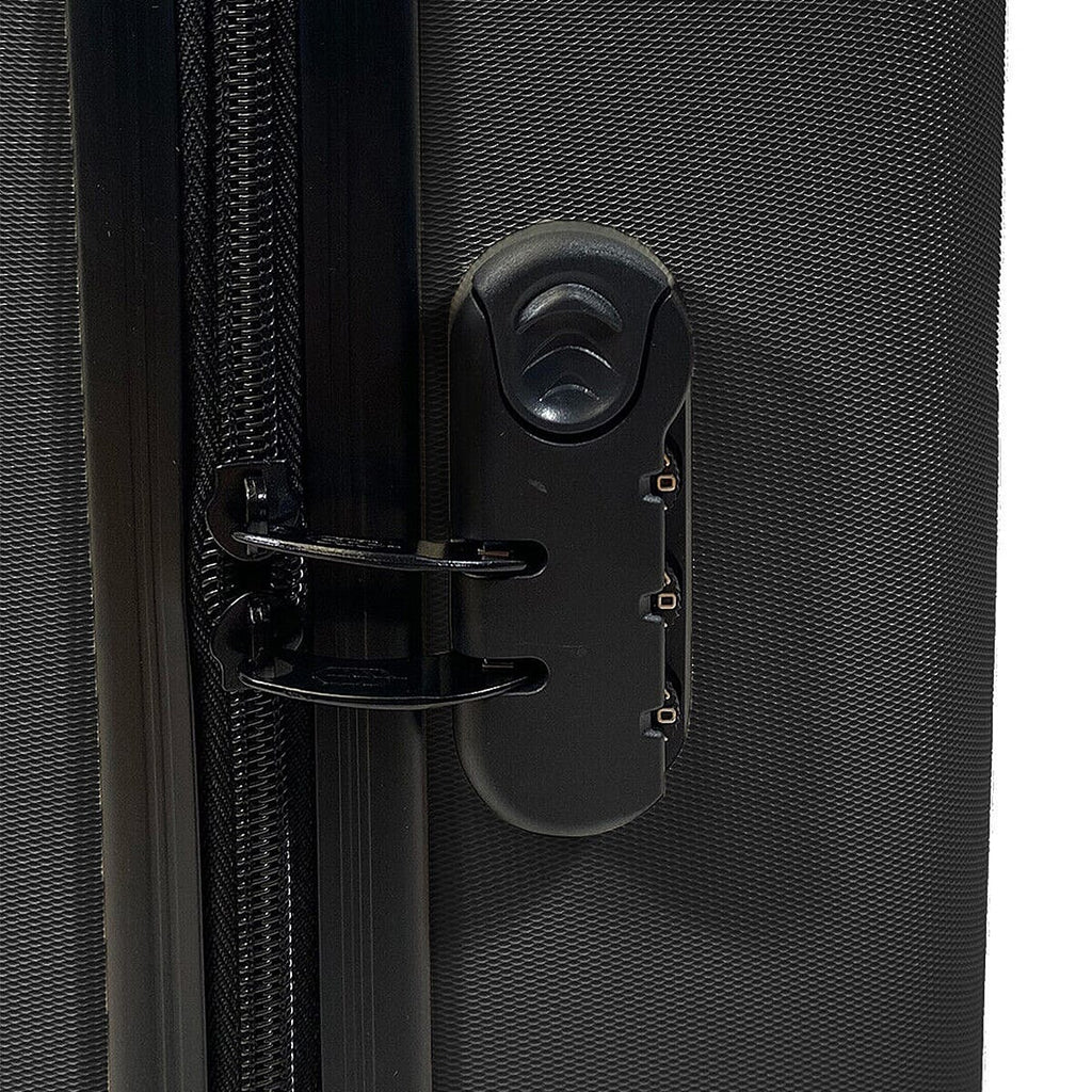 Set of 3 Bordlite Premium Hard Shell Suitcase with 360-Degree Spinning Wheels - Black