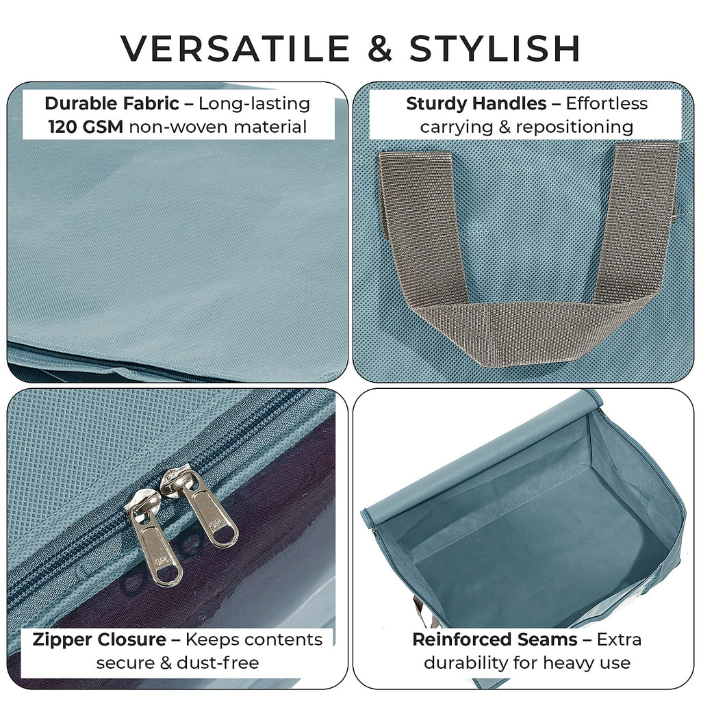 Set of 3 Collapsible Storage Bags With Transparent Window - Grey