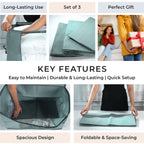 Set of 3 Collapsible Storage Bags With Transparent Window - Grey