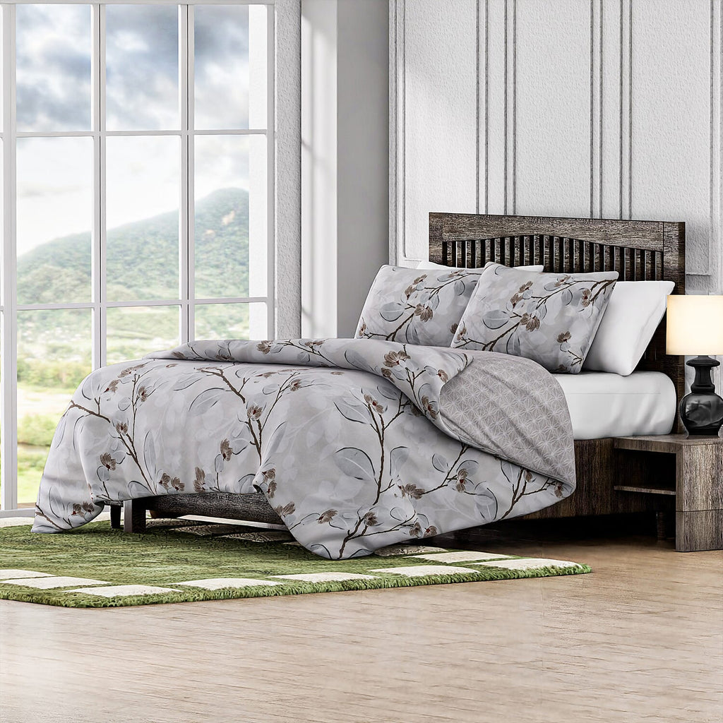 Polyester Printed Duvet Cover (Size 200x1 cm) - Ivory & Ivory