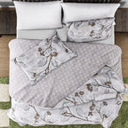 Polyester Printed Duvet Cover (Size 200x1 cm) - Ivory & Ivory