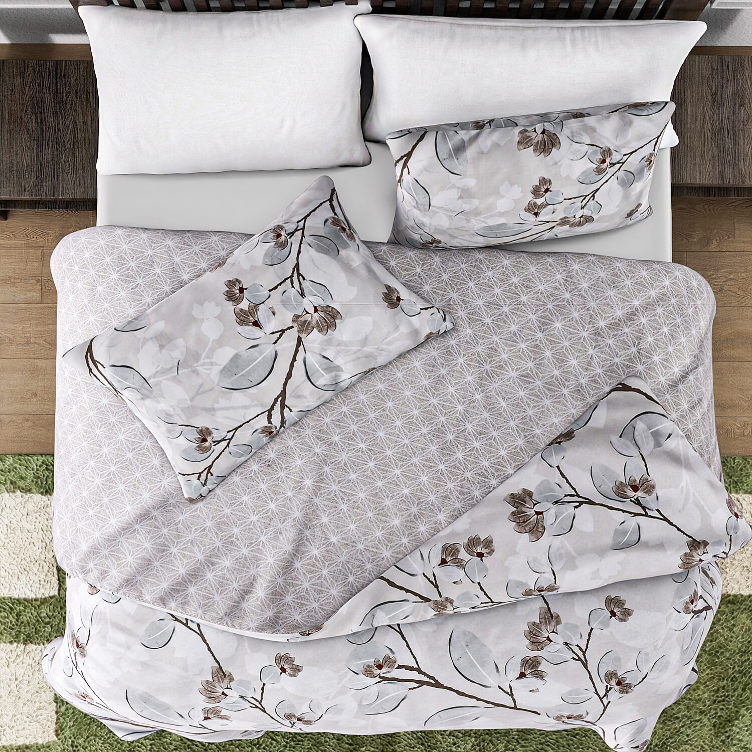 Polyester Printed Duvet Cover (Size 200x1 cm) - Ivory & Ivory