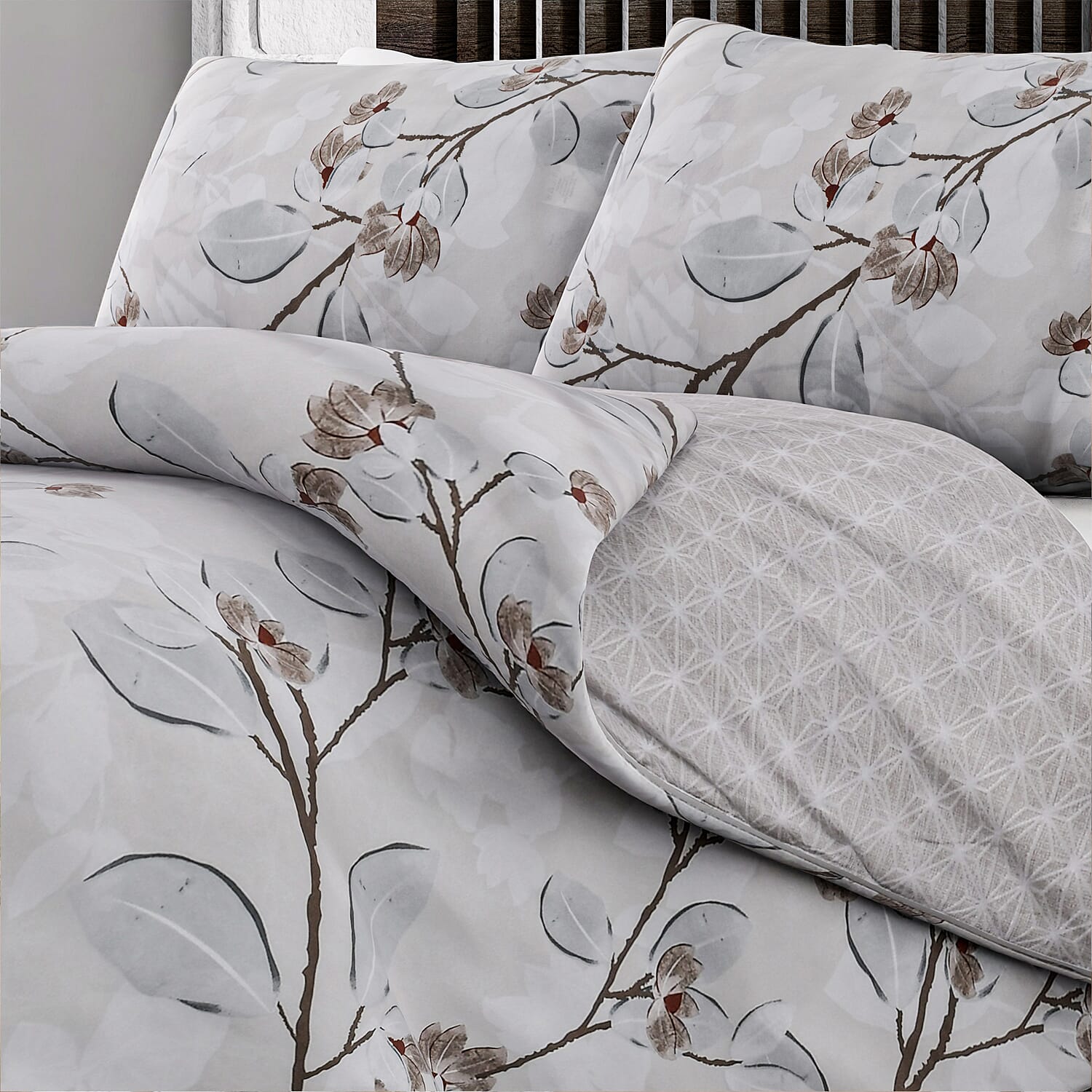 Polyester Printed Duvet Cover (Size 200x1 cm) - Ivory & Ivory