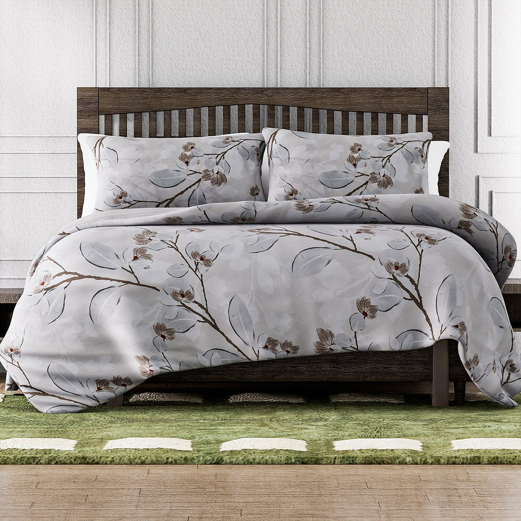 Polyester Printed Duvet Cover (Size 200x1 cm) - Ivory & Ivory