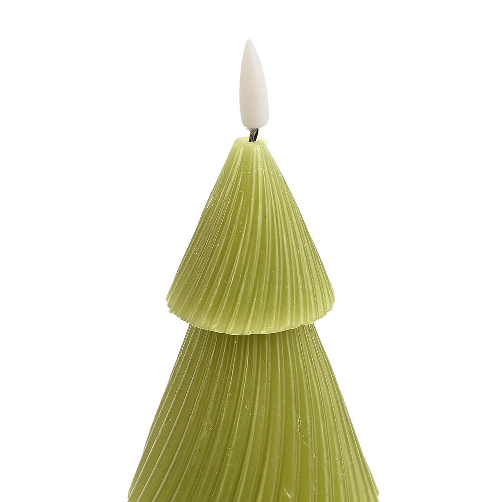 3 Flameless WAX Candle Trees - Coloured LED - Green 13.5cm (2 AAA Batteries)